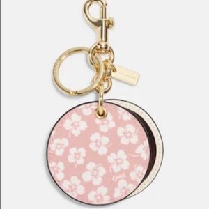 NWT Coach Mirror Bag Charm keyring With Graphic Ditsy Print
